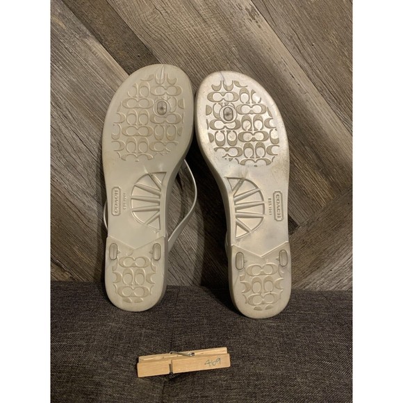 Coach Lyra Womens Size 10 B Jelly Sandals Flip Flops Silver/Gray Signature A0653 - Picture 7 of 8